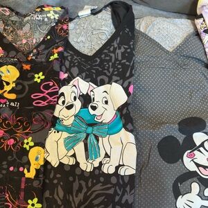 Colorful Graphic Print Scrub Tops